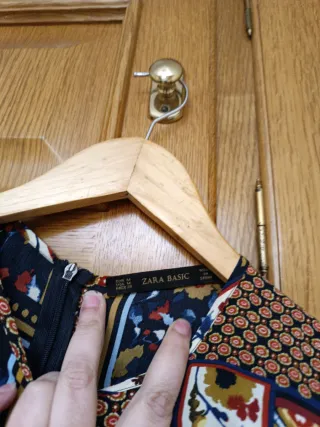 Vestido estampado patchwork manga larga