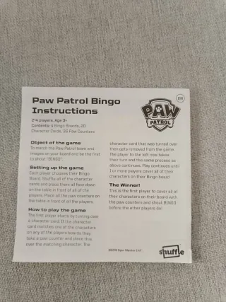 Bingo Patrulla Canina Shuffle