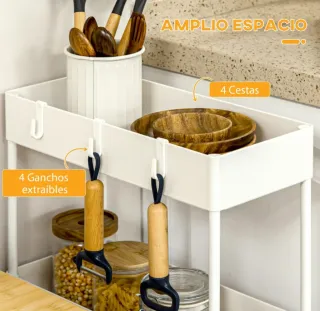 Carrito Organizador 4 Cestas Blanco