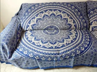 Tapiz Mandala Azul y Blanco XL