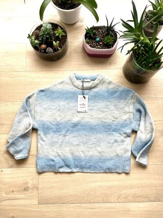 Jersey Pull&Bear Talla M Degradado Azul/Gris