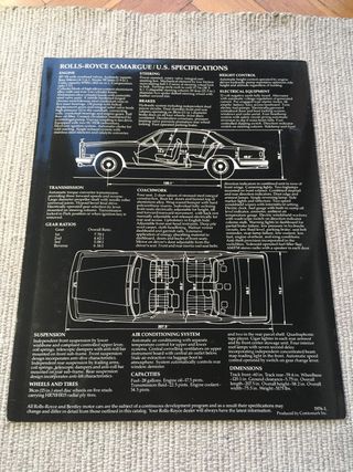 Catálogo Rolls Royce Camargue 1976