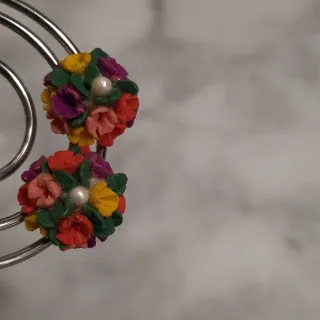 Pendientes flores multicolor