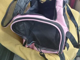 Transportín para mascotas rosa y negro