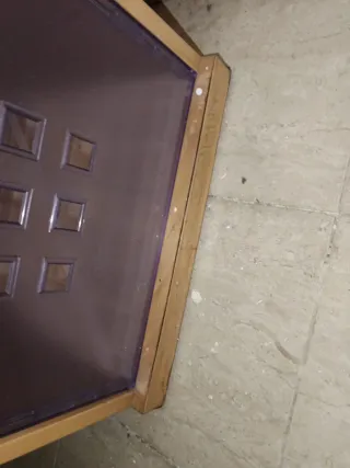 Mueble salón madera y mimbre