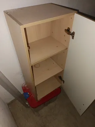 Mueble salón madera y mimbre