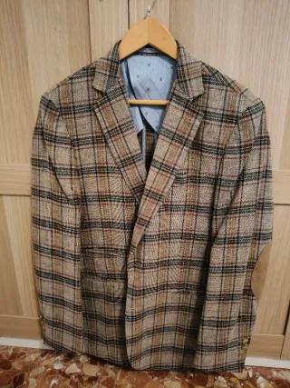 Americana cuadros marrón y multicolor talla 48-50