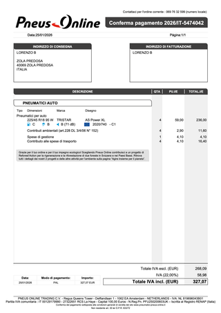 4 Gomme 225/45 R18 95 W XL 4 Stagioni