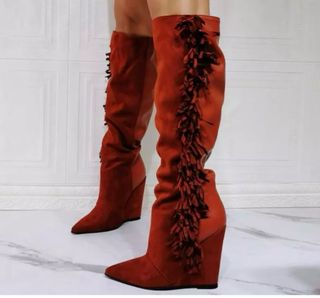 Nuevas Botas altas cuña en marrón talla 37