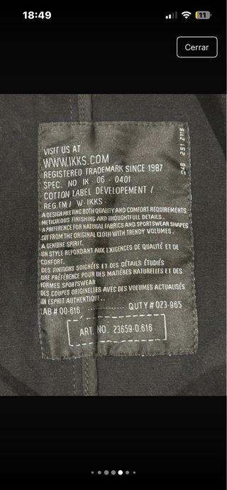 Chaqueta IKKS negra M algodón elástica