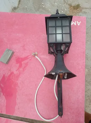 Farolillo Farola Negro Metal y Cristal