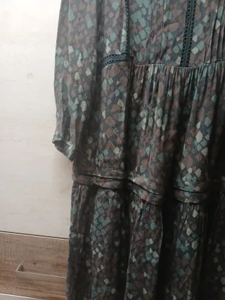 Vestido estampado verde y marrón
