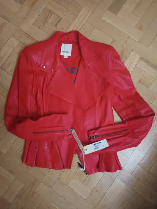 Cazadora Piel Diesel Roja Talla S Nueva