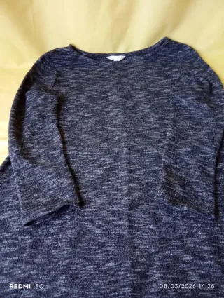 Vestido de punto fino dos tonos de gris