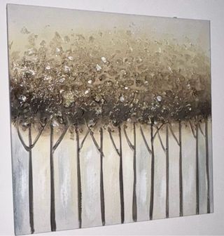 Cuadro decorativo beige y dorado