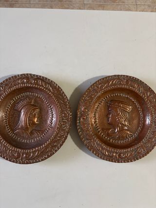 Pareja Platos Decorativos Cobre