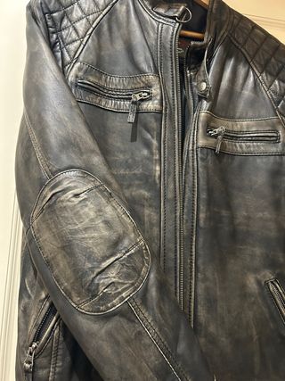 Chaqueta Biker Hombre Cuero marron