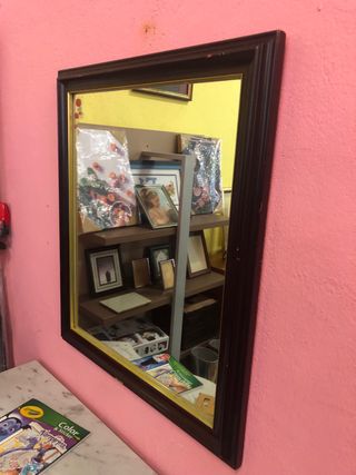 Espejo Madera Nogal Marco Dorado