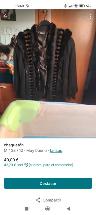 Chaquetón Tansus Marrón Talla M/38/10