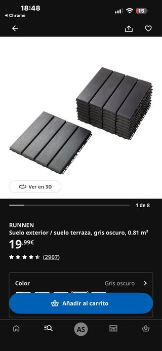 Suelo exterior IKEA RUNNEN gris oscuro.