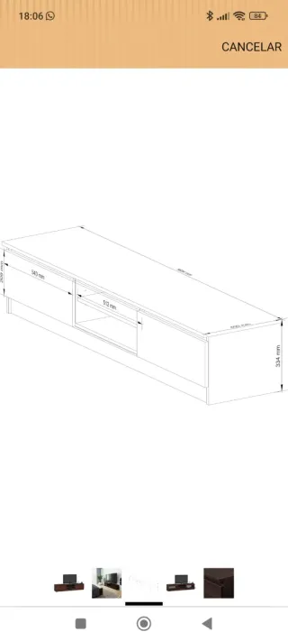 Mueble TV AKORD Wenge 160cm 2 Puertas