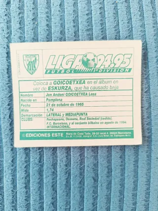 Cromos Goicoetxea Ed. Este Bilbao 94-95 Coloca