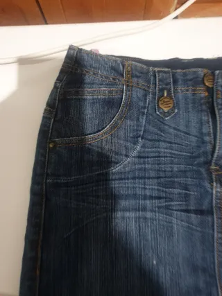 Falda vaquera corta Blanco mujer