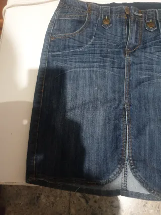 Falda vaquera corta Blanco mujer