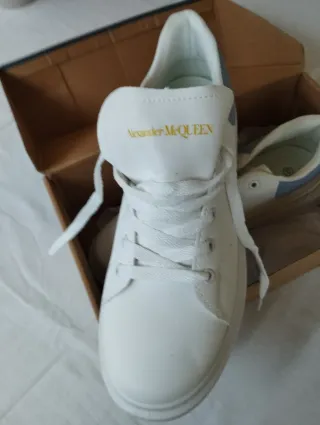 Sneakers sportive bianche e blu da uomo