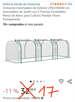 Invernadero Outsunny 295x100x80 cm