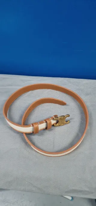 Cinturón Piel y Lona Dorado