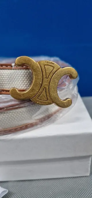 Cinturón Piel y Lona Dorado