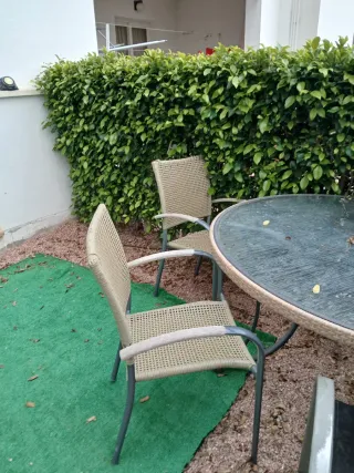 2 Sillas Exterior Bsb Mimbre y Metal