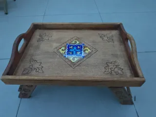 Mesa plegable bandeja madera maciza