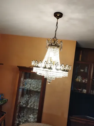 Lámpara de cristal y bronce