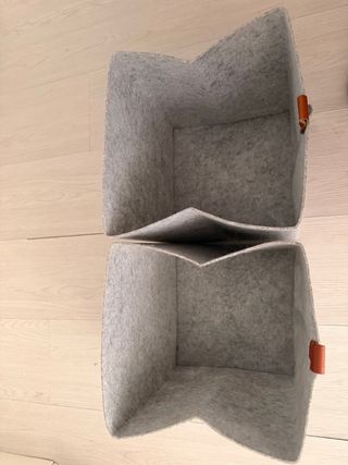 2 Cestas Fieltro Almacenamiento Gris