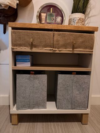 2 Cestas Fieltro Almacenamiento Gris