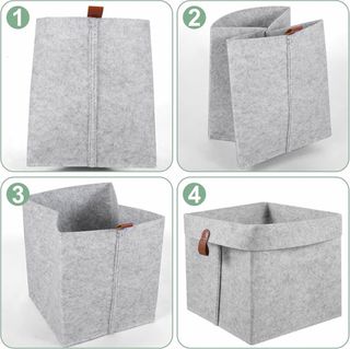 2 Cestas Fieltro Almacenamiento Gris