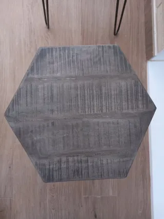 Conjunto mesas auxiliares hexagonales madera