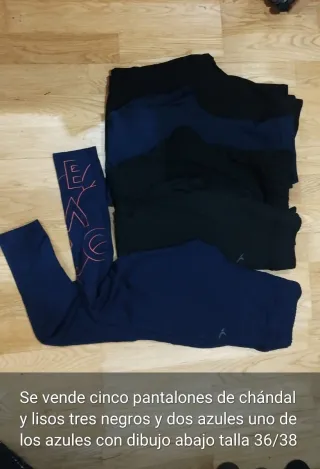 5 Pantalones Chándal (3 negros, 2 azules)