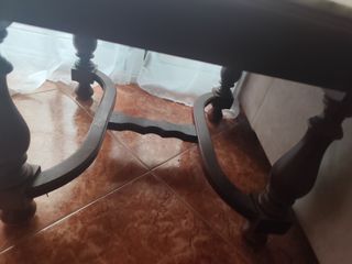 Mesa auxiliar madera y mármol. Conjunto de dos