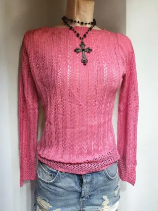 Maglione rosa maglia traforata tg 42 /M