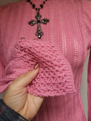 Maglione rosa maglia traforata tg 42 /M