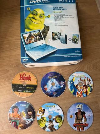 Reproductor DVD Portátil Airis y 6 películas Dvds