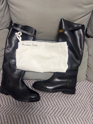 Botas altas piel negras Massimo Dutti