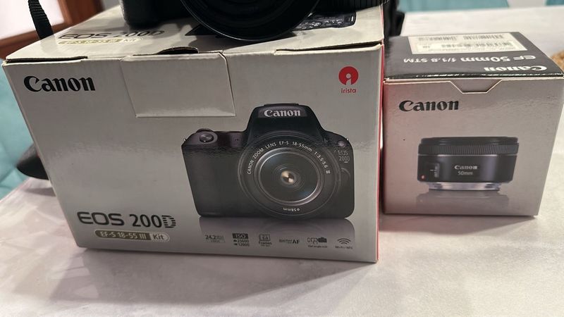 Canon EOS 200D + 2 Objetivos+ bolsa+ 16 gb + caja afbeelding 4