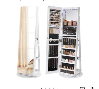 Armario joyero blanco con espejo