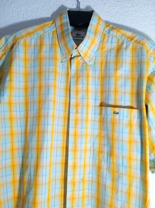 Camisa de cuadros Lacoste verde agua y amarilla