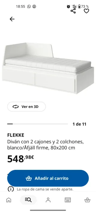Cama nido Ikea Flekke 2 cajones + 2 colchones