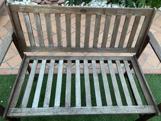 Conjunto teka, 1 banco de dos plazas y 2 sillones